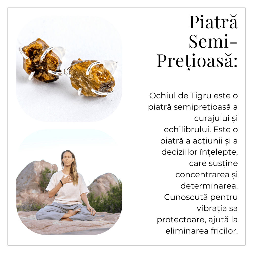 Cercei argintii cu Ochi de Tigru brut – Protectie, curaj si claritate mentala [6]