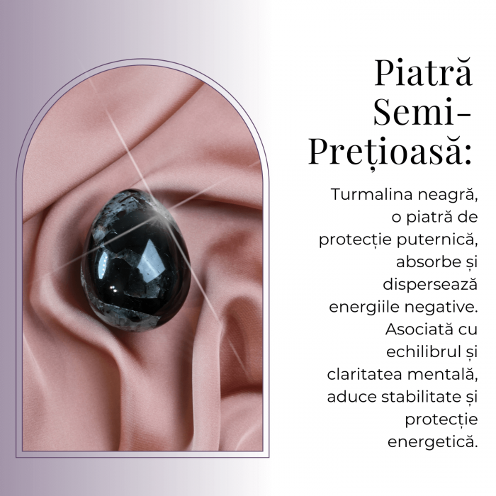 Ou Handmade de 50mm din Piatra Naturala de Turmalina Neagra [6]
