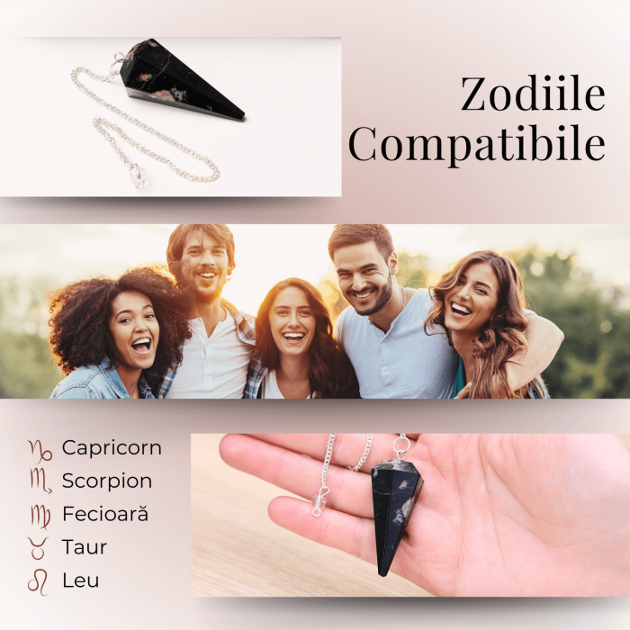 Pendul de Radiestezie cu Varf de Turmalina Neagra Naturala 45 mm [7]