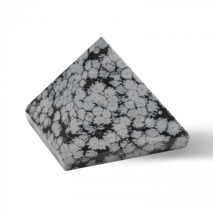 Piramida Sculptata Manual 60mm din Piatra Obsidian Fulg de Nea Natural [2]