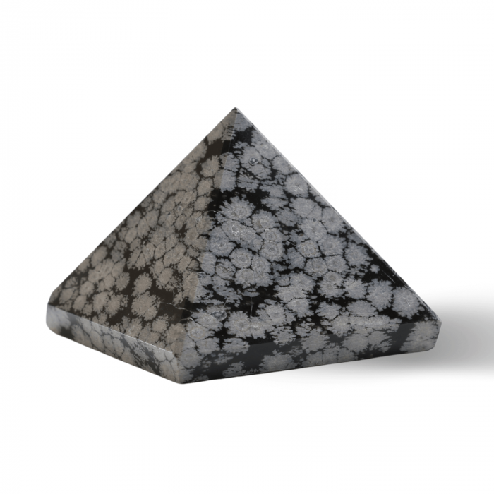 Piramida Sculptata Manual 60mm din Piatra Obsidian Fulg de Nea Natural [10]