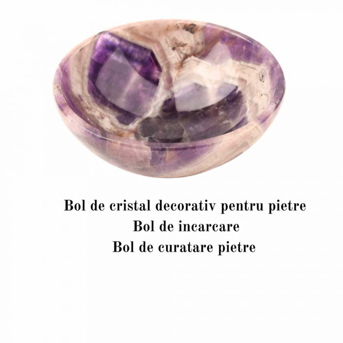Mini Bol de Cristal natural din Ametist - 8,5 cm Castron din Piatra Semipretioasa pentru Decor, Incarcare si curatare [3]
