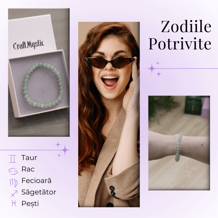 Bratara Elastica cu Margele 6mm din Aventurin Verde Semipretios Natural [3]