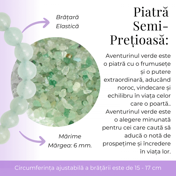 Bratara Elastica cu Margele 6mm din Aventurin Verde Semipretios Natural [2]
