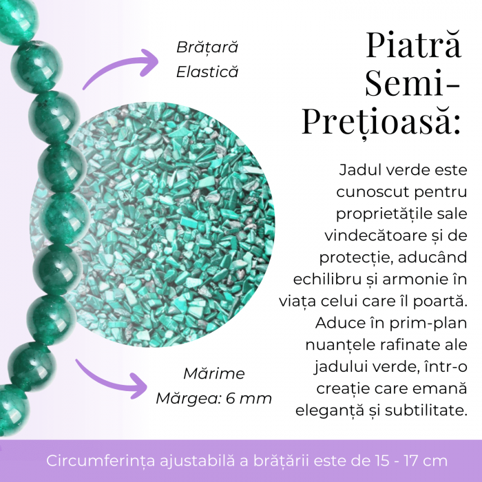 Bratara Elastica cu Margele 6mm din Jad Verde Semipretios Natural [4]