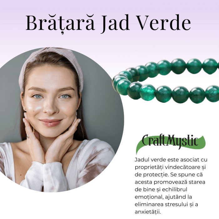 Bratara Elastica cu Margele 6mm din Jad Verde Semipretios Natural [3]