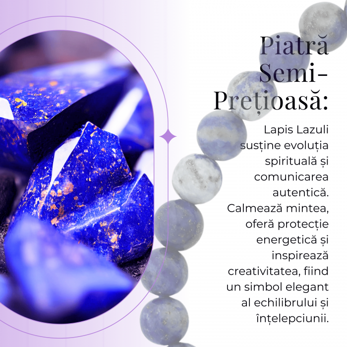Bratara Elastica cu Margele Naturale de 6mm din Lapis Lazuli [7]