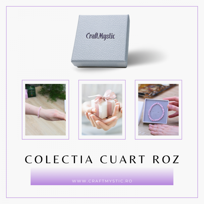 Bratara Elastica cu Margele 6mm din Cuart Roz Semipretios [7]