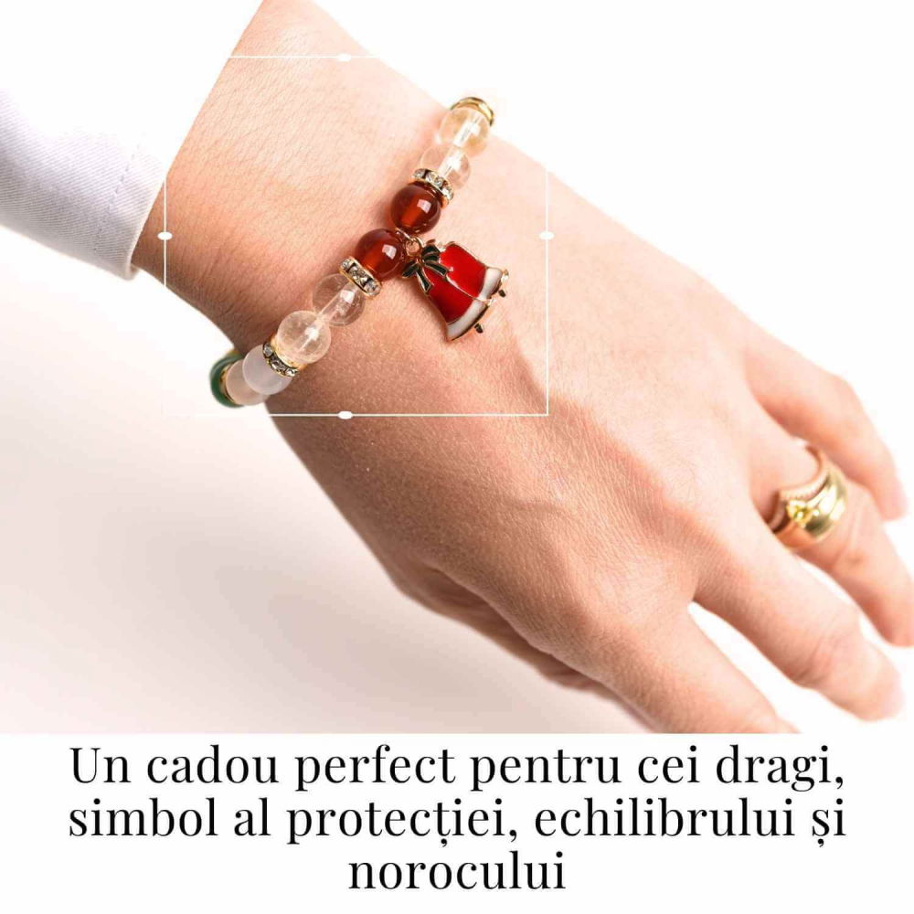 Bratara naturala Agat rosu, alb si aventurin verde cu accesoriu mixt - energie si protectie [2]