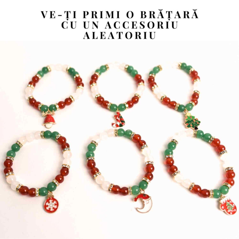Bratara naturala Agat rosu, alb si aventurin verde cu accesoriu mixt - echilibru si noroc [3]