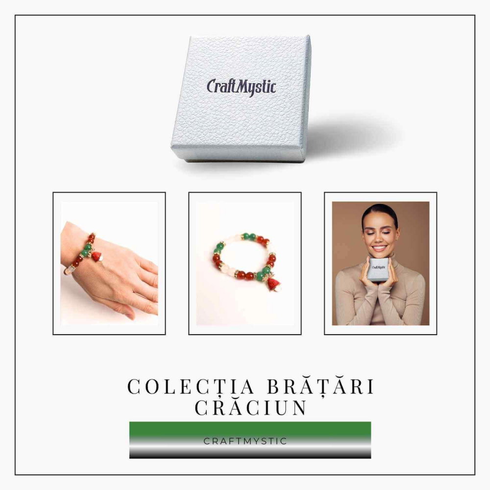 Bratara naturala Agat rosu, alb si aventurin verde cu accesoriu mixt - echilibru si noroc [7]