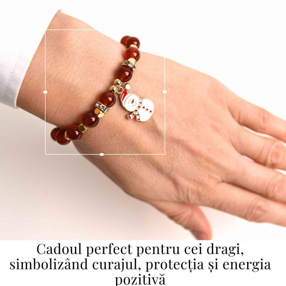 Bratara naturala Agat rosu 6mm cu accesoriu mixt - curaj si protectie [2]