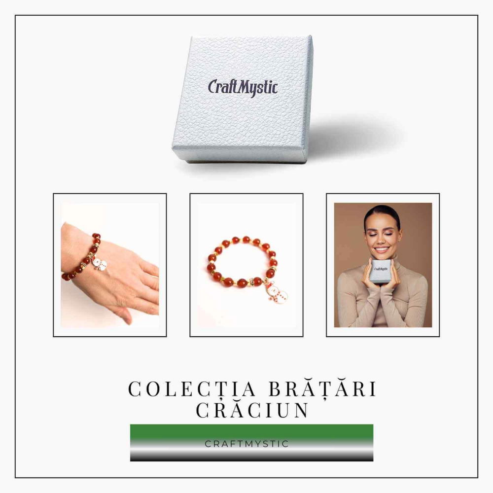 Bratara naturala Agat rosu 6mm cu accesoriu mixt - curaj si protectie [8]