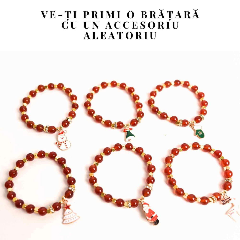 Bratara naturala Agat rosu 6mm cu accesoriu mixt - curaj si protectie [3]