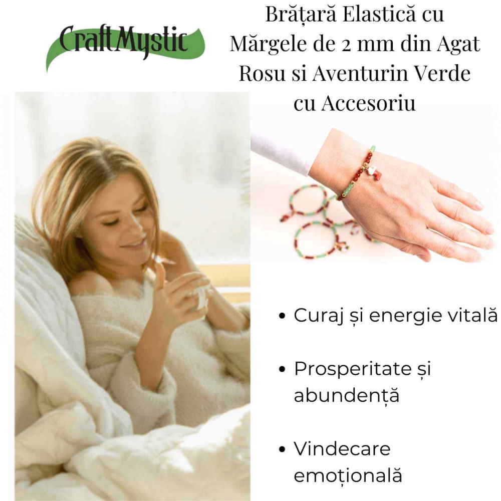 Bratara Agat rosu si aventurin verde accesoriu mix- eleganta si noroc [4]