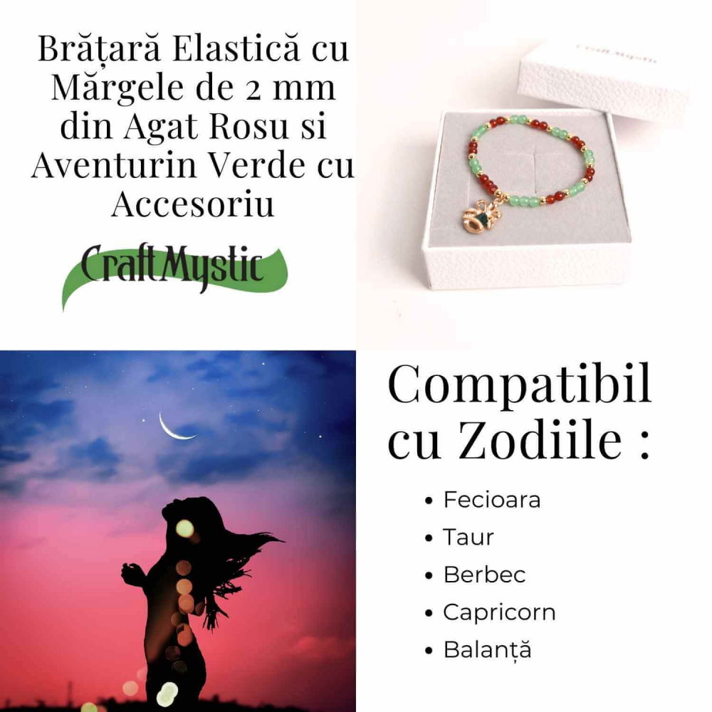 Bratara Agat Rosu si Aventurin Verde, Accesoriu Mix – Echilibru si Noroc [5]