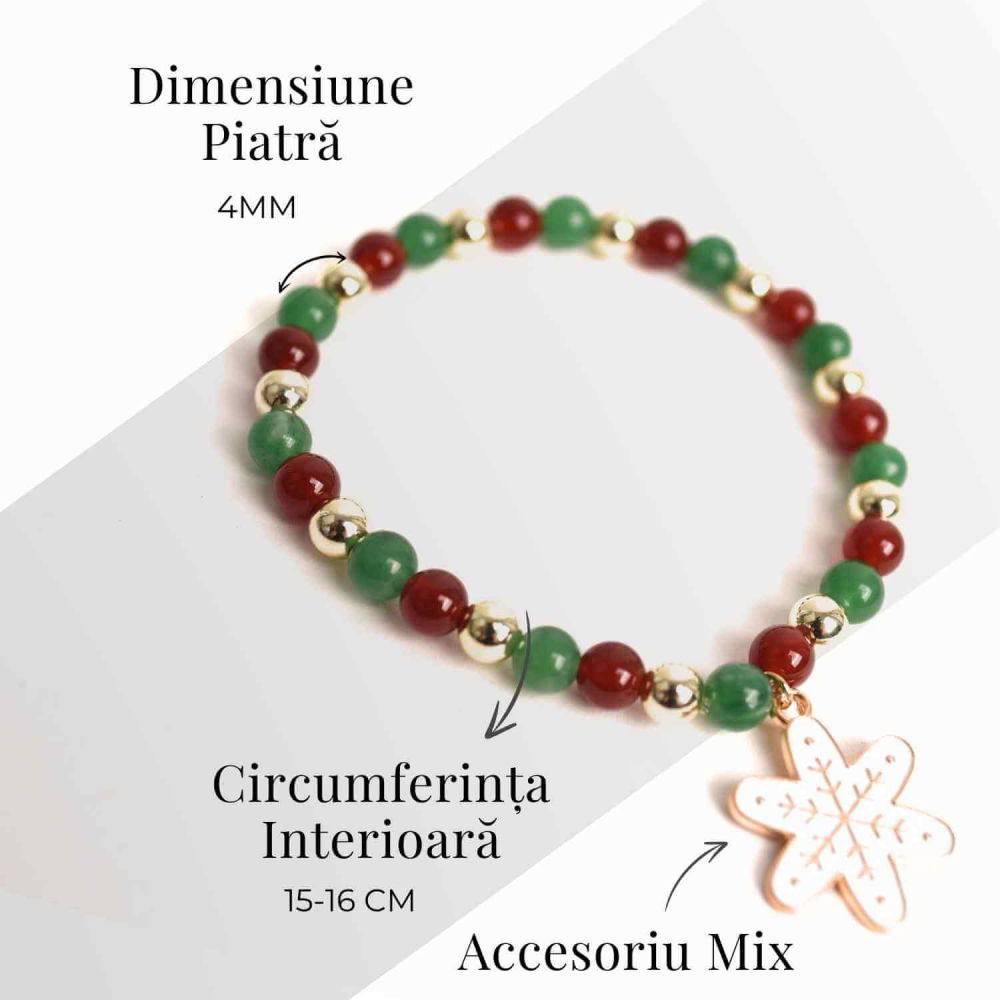 Bratara Agat rosu si aventurin verde 4mm cu accesoriu mixt - echilibru si noroc [5]