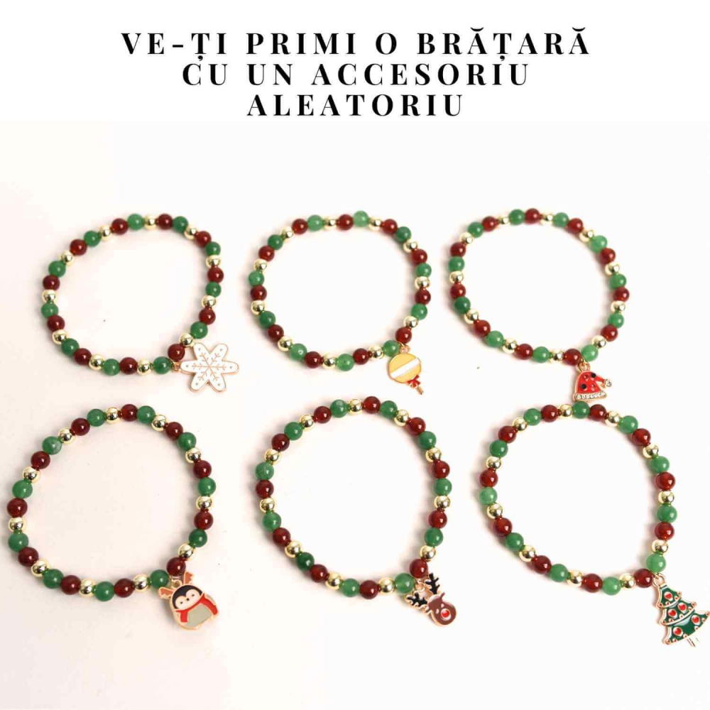 Bratara Agat rosu si aventurin verde 4mm cu accesoriu mixt - echilibru si noroc [3]