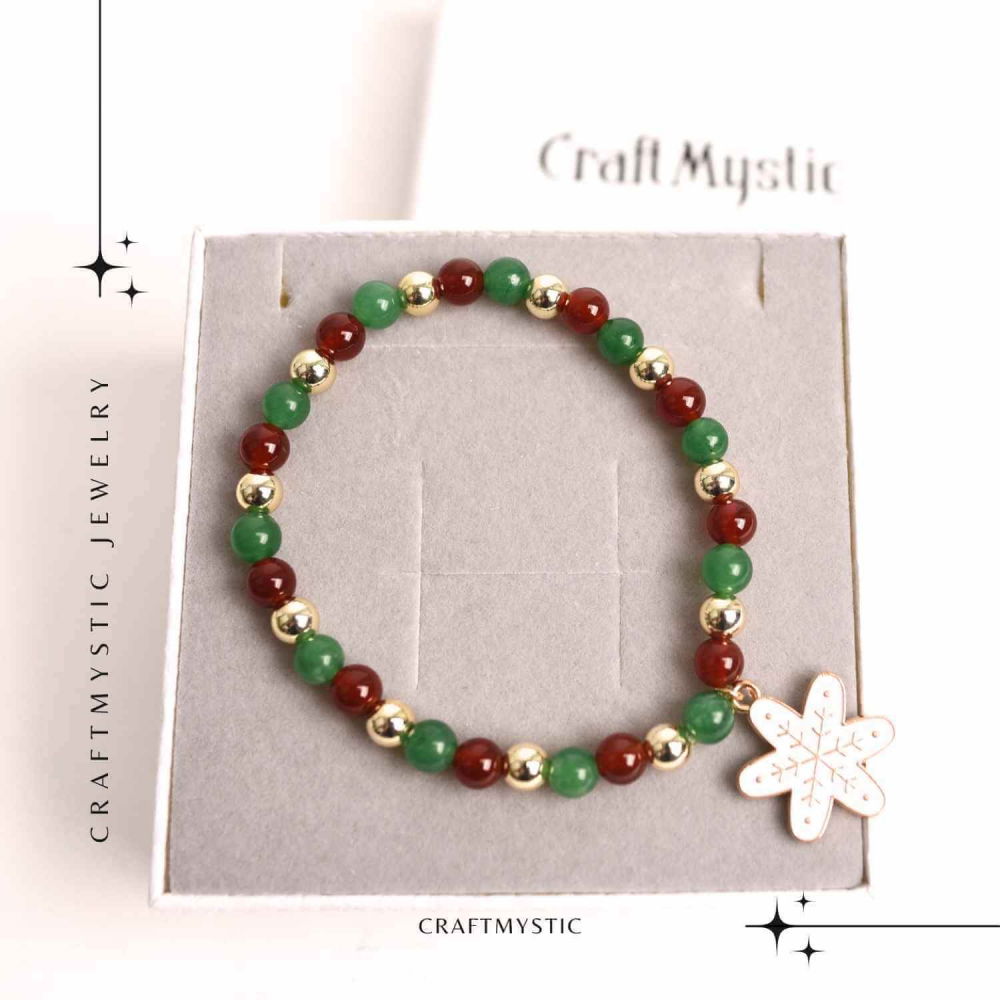 Bratara Agat rosu si aventurin verde 4mm cu accesoriu mixt - echilibru si noroc [8]