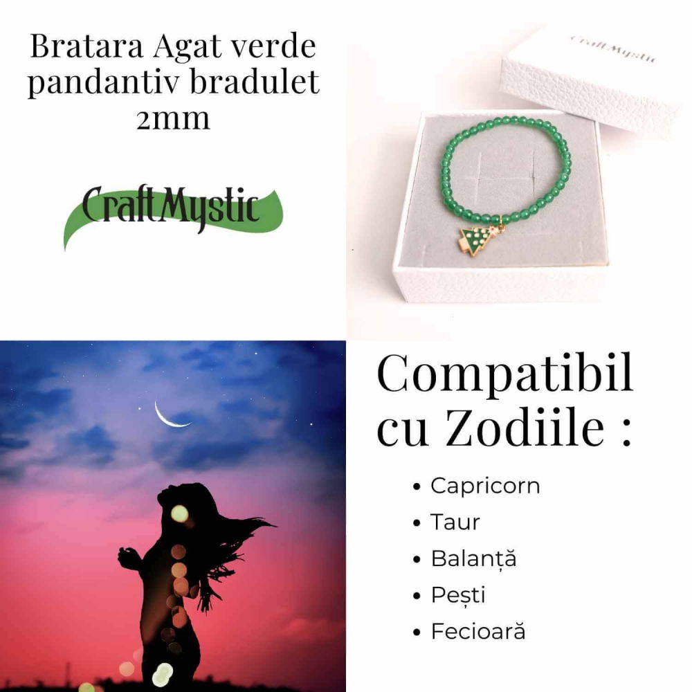Bratara Agat Verde Pandantiv Bradut – Echilibru si Frumusete Naturala [5]