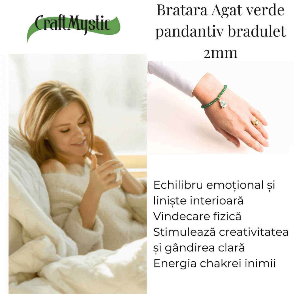 Bratara Agat Verde Pandantiv Bradut – Echilibru si Frumusete Naturala [3]