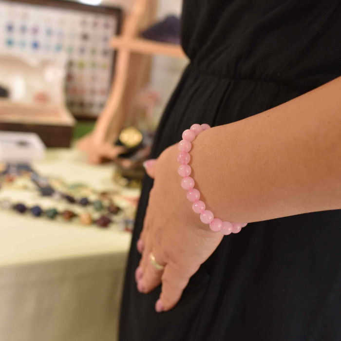 Bratara Elastica cu Margele de 8mm din Cuart Roz, Circumferinta 17 cm - Bijuterie Terapeutica si Cadou Elegant" [4]