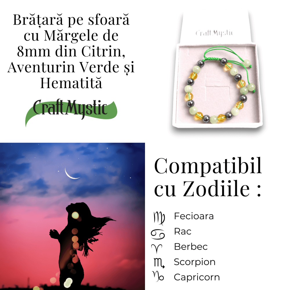 Bratara Ajustabila cu Citrin, Aventurin Verde si Hematit - Echilibru si Prosperitate [3]