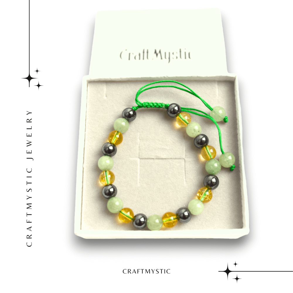 Bratara Ajustabila cu Citrin, Aventurin Verde si Hematit - Echilibru si Prosperitate [6]
