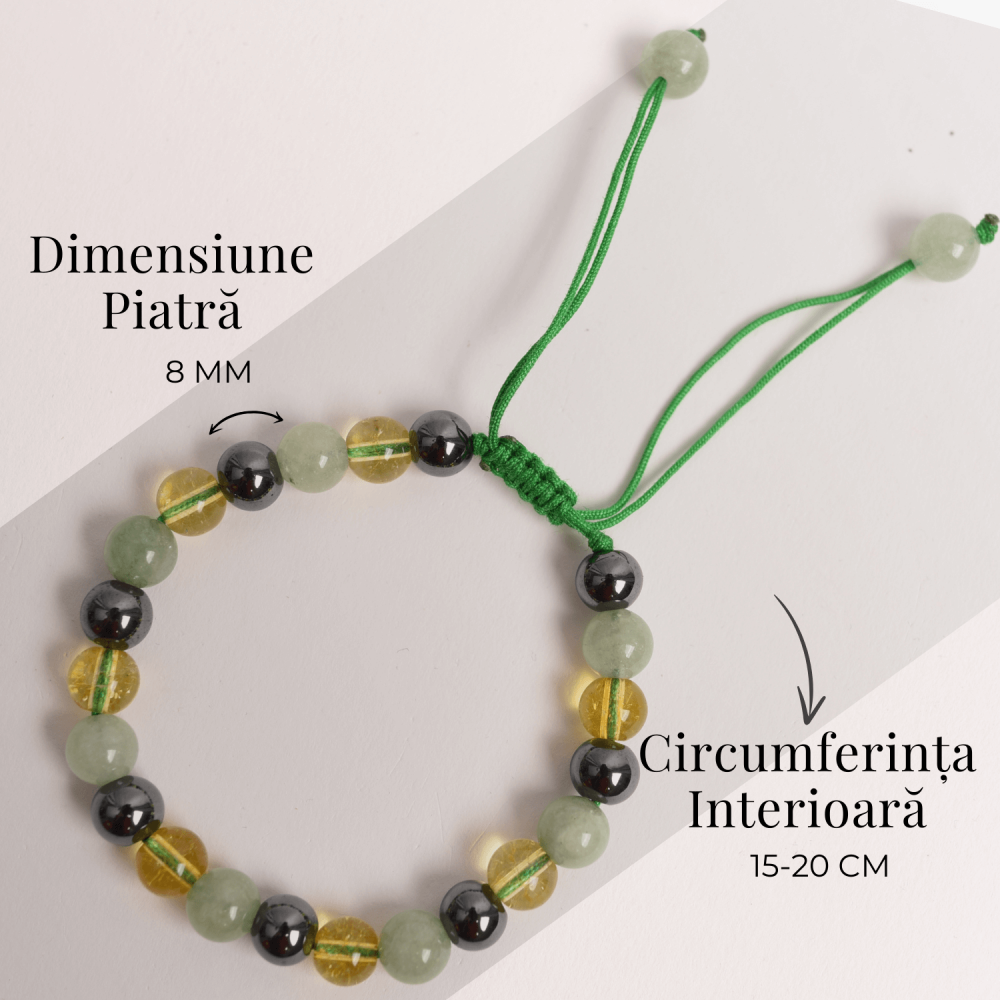 Bratara Ajustabila cu Citrin, Aventurin Verde si Hematit - Echilibru si Prosperitate [5]