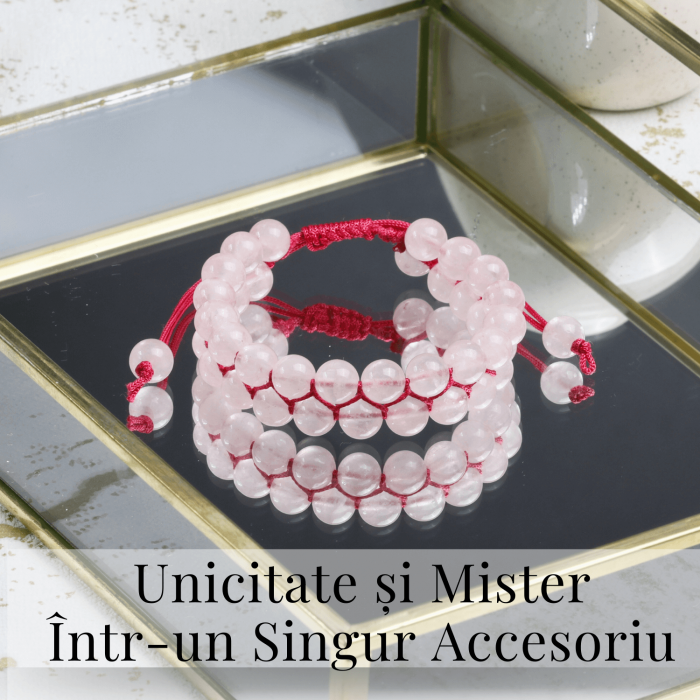 Bratara Dubla Reglabila din Cuart Roz Natural – Armonie si Dragoste [7]