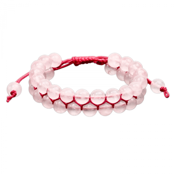 Bratara Dubla Reglabila din Cuart Roz Natural – Armonie si Dragoste [1]