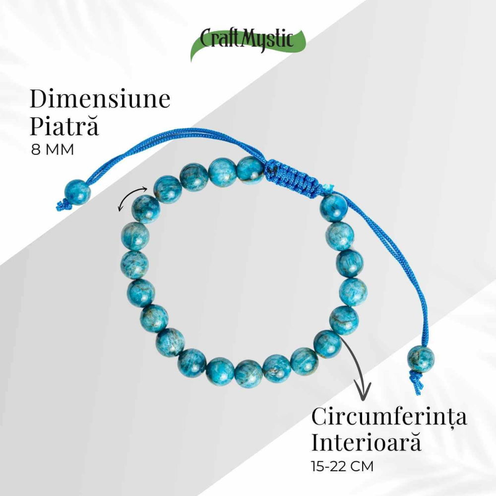 Bratara Ajustabila pe Sfoara cu Pietre Naturale 8mm din Apatit - Echilibru si Energie Pozitiva [5]