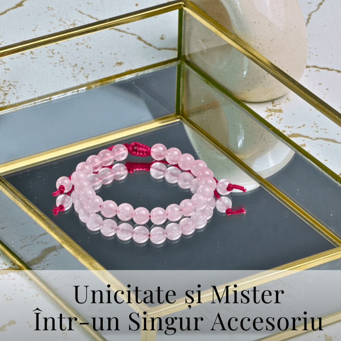 Bratara Simpla Reglabila din Cuart Roz Natural – Armonie Pura [8]