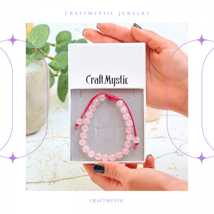 Bratara Simpla Reglabila din Cuart Roz Natural – Armonie Pura [5]