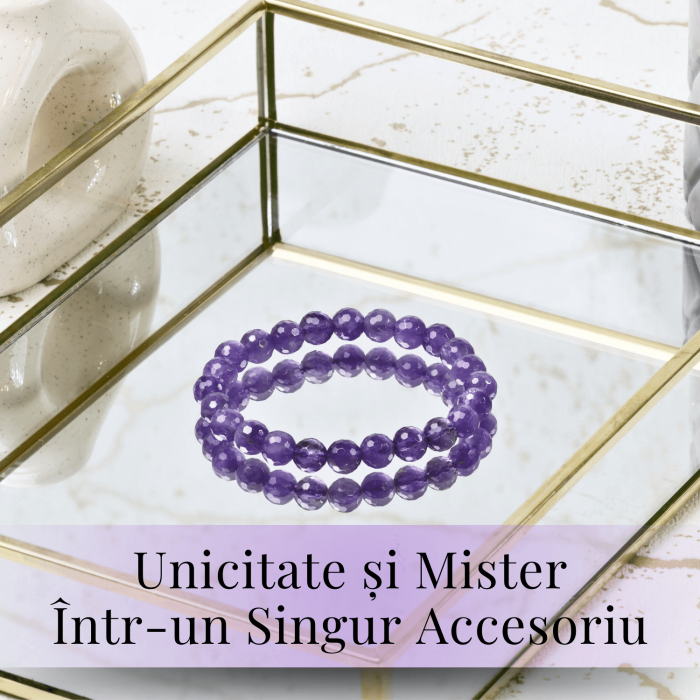 Bratara Eleganta Elastica cu Margele de 8mm Ametist Fatetat - Un Punct de Echilibru in Viata Ta [6]