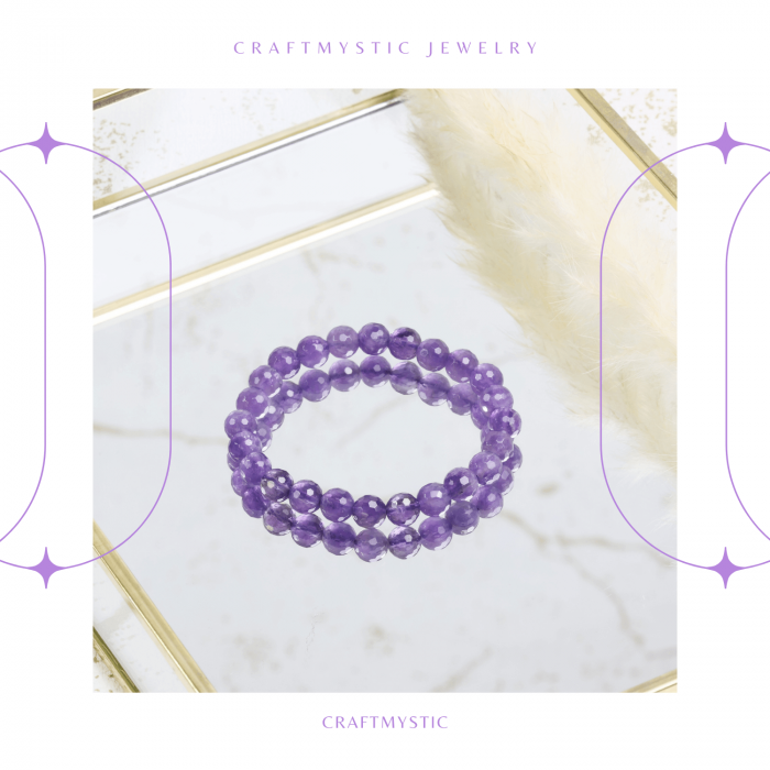 Bratara Eleganta Elastica cu Margele de 8mm Ametist Fatetat - Un Punct de Echilibru in Viata Ta [9]