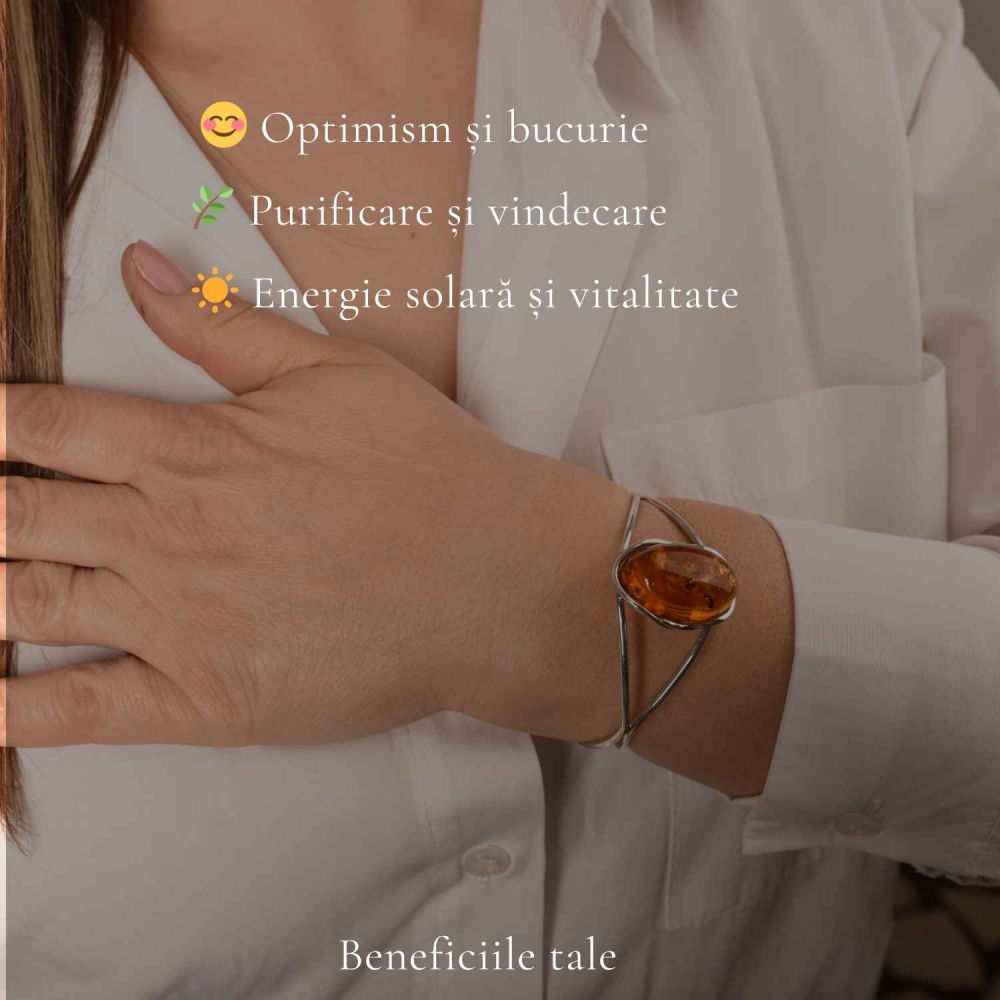 Bratara Argint 925 Ovala cu Chihlimbar Natural – Energie si Eleganta Clasica [3]