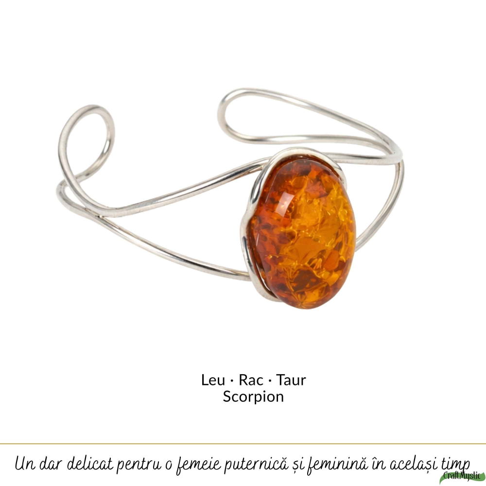 Bratara Argint 925 Ovala cu Chihlimbar Natural – Energie si Eleganta Clasica [5]