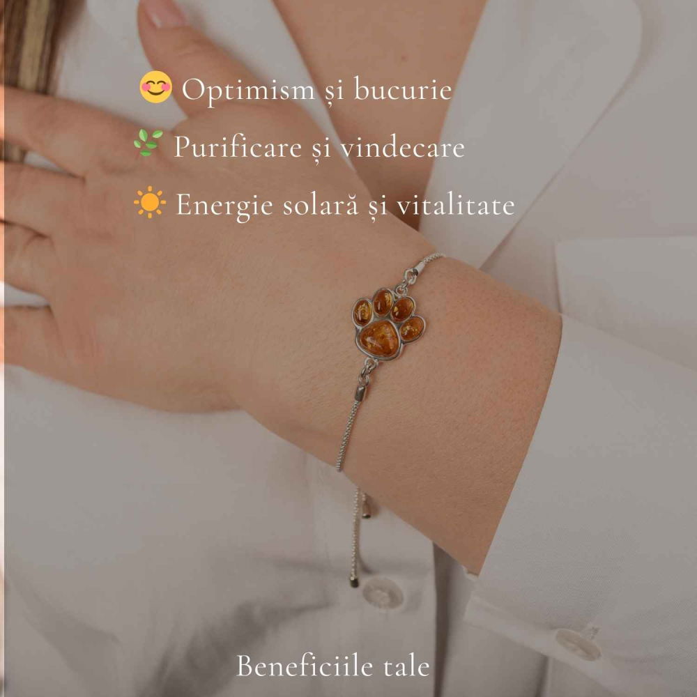 Bratara Argint 925 Labuta de Catel cu Chihlimbar Natural – Energie si Loialitate [3]