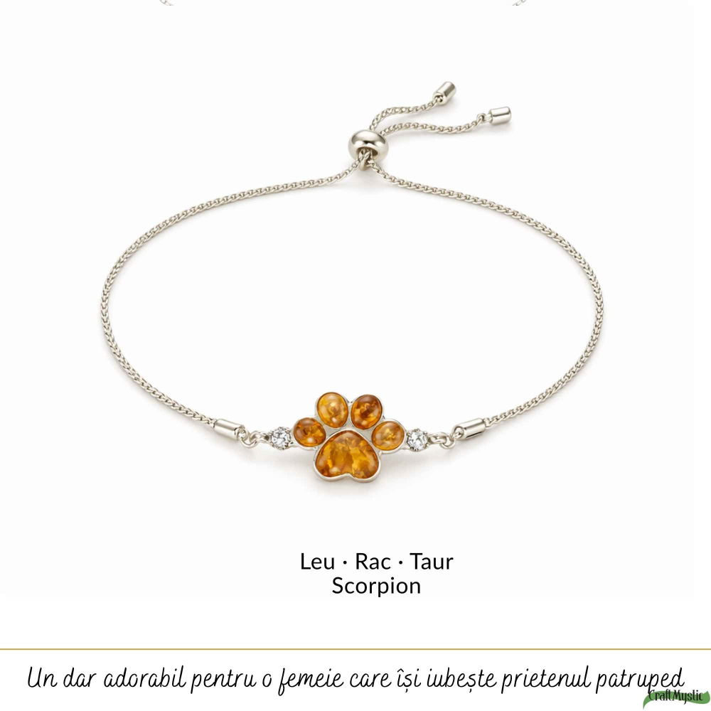 Bratara Argint 925 Labuta de Catel cu Chihlimbar Natural – Energie si Loialitate [5]