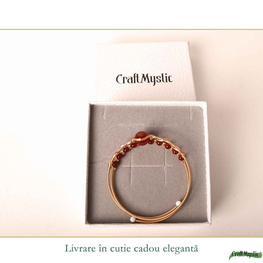 Bratara din Cupru cu Agat Rosu Natural – Energie, Curaj si Echilibru [6]