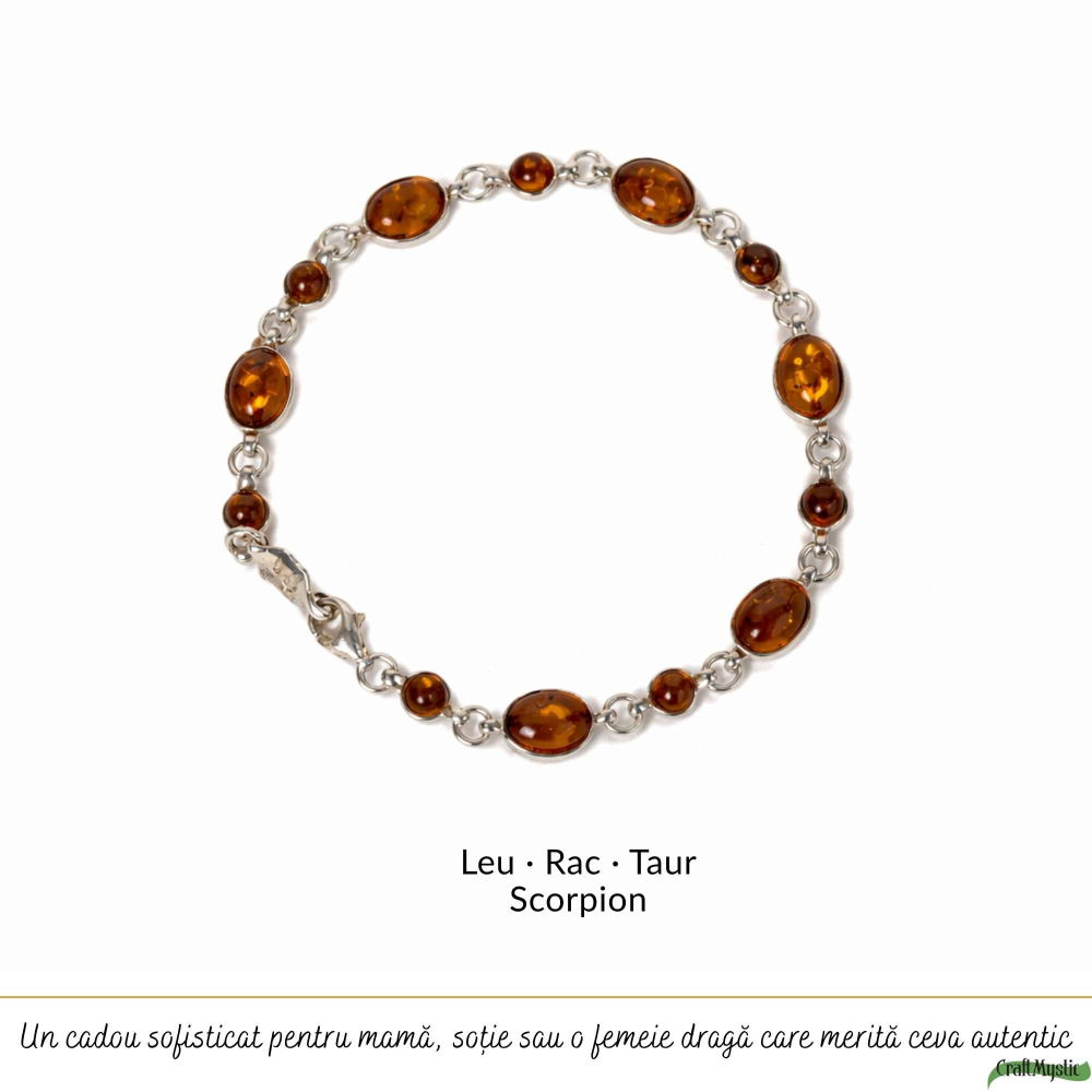 Bratara argint 925 cu chihlimbar oval si rotund – Caldura si echilibru interior [5]