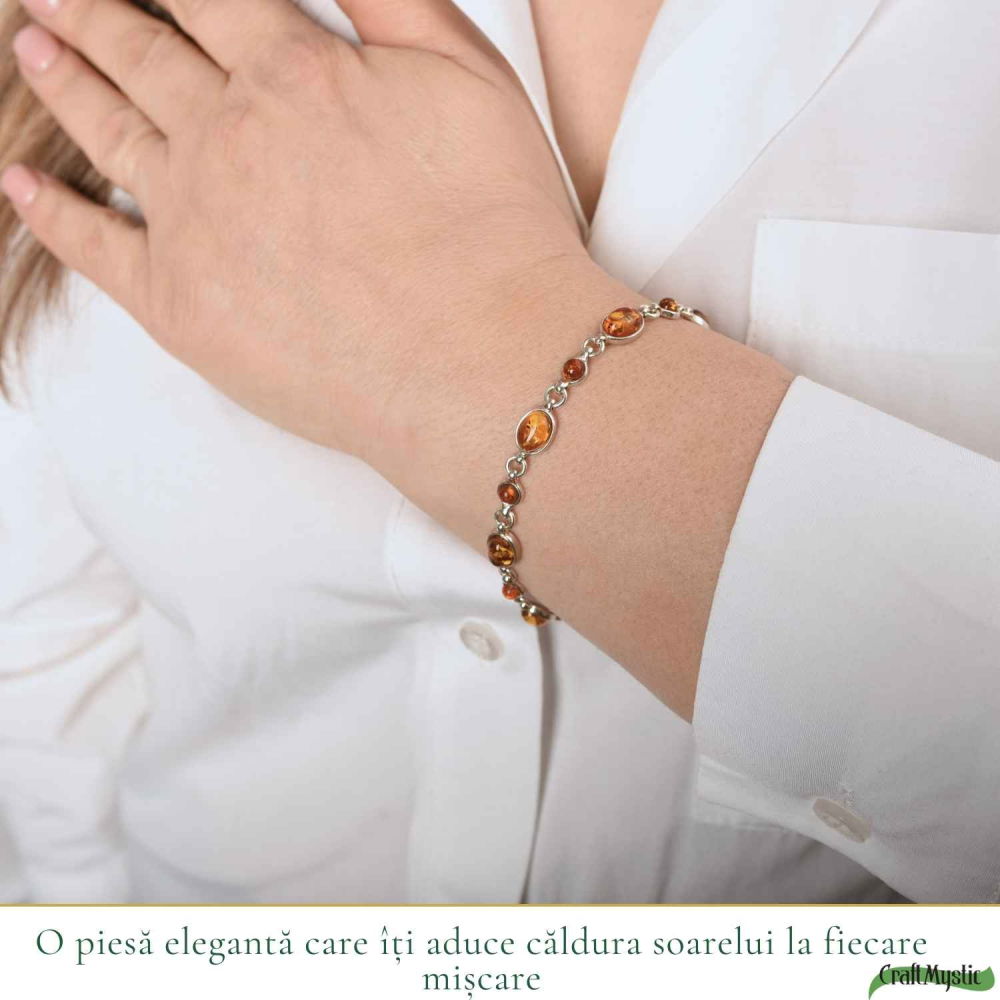 Bratara argint 925 cu chihlimbar oval si rotund – Caldura si echilibru interior [2]