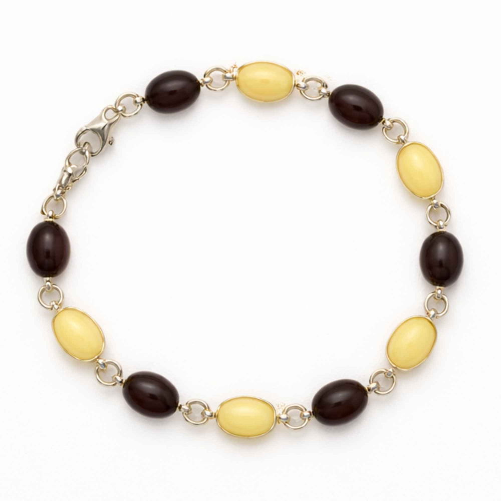 Bratara Argint 925 cu Chihlimbar Oval Galben si Rosu – Energie si Caldura [1]