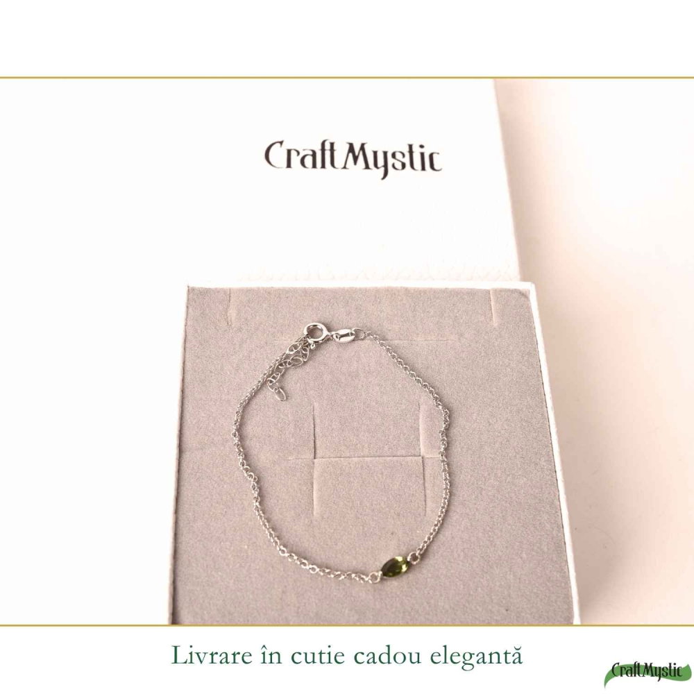 Bratara Argint 925 cu Moldavit Fatetat Natural – Transformare si Evolutie Spirituala [6]