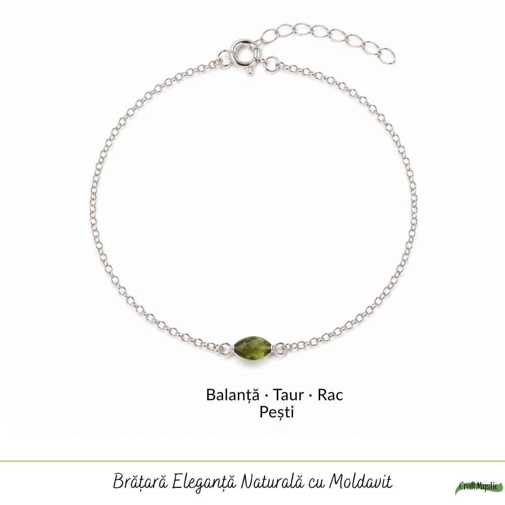 Bratara Argint 925 cu Moldavit Fatetat Natural – Transformare si Evolutie Spirituala [5]
