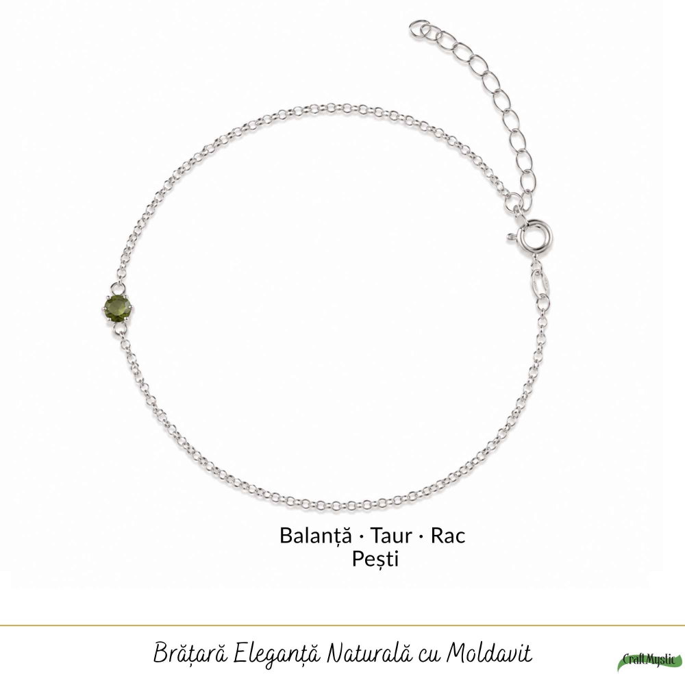 Bratara Argint 925 cu Moldavit Rotund Natural – Intuitie si Transformare Interioara [5]