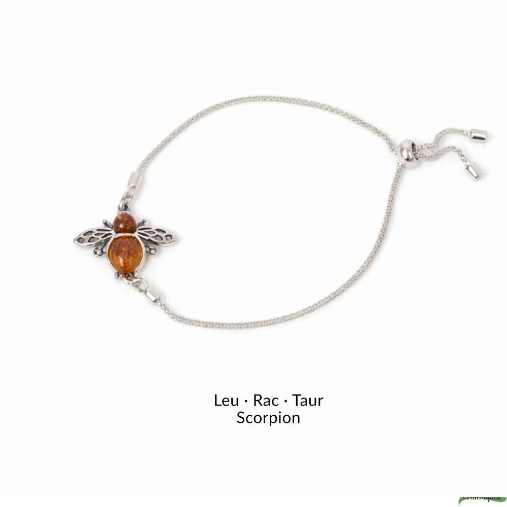 Bratara argint 925 cu chihlimbar natural si albina – Energie solara si vitalitate [5]