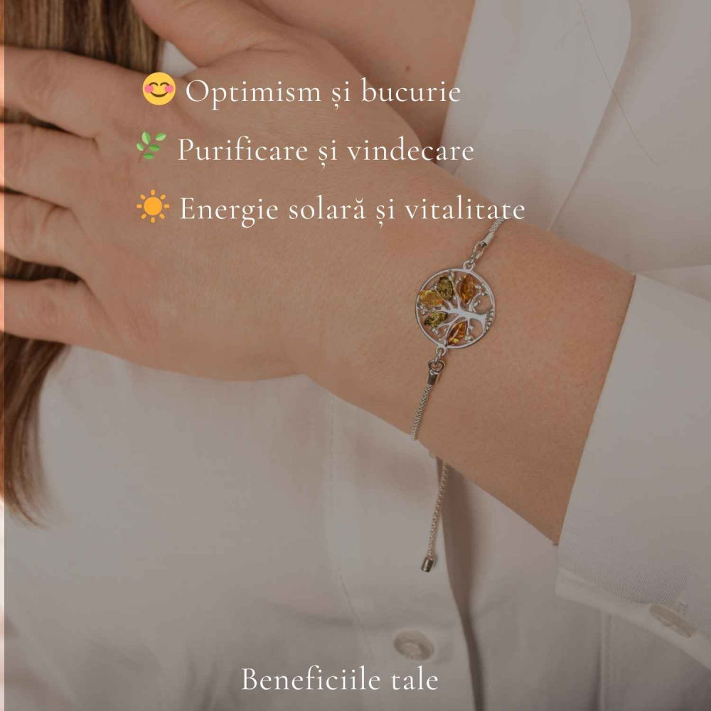 Bratara Argint 925 Arborele Vietii cu Chihlimbar Natural – Echilibru si Vitalitate [3]