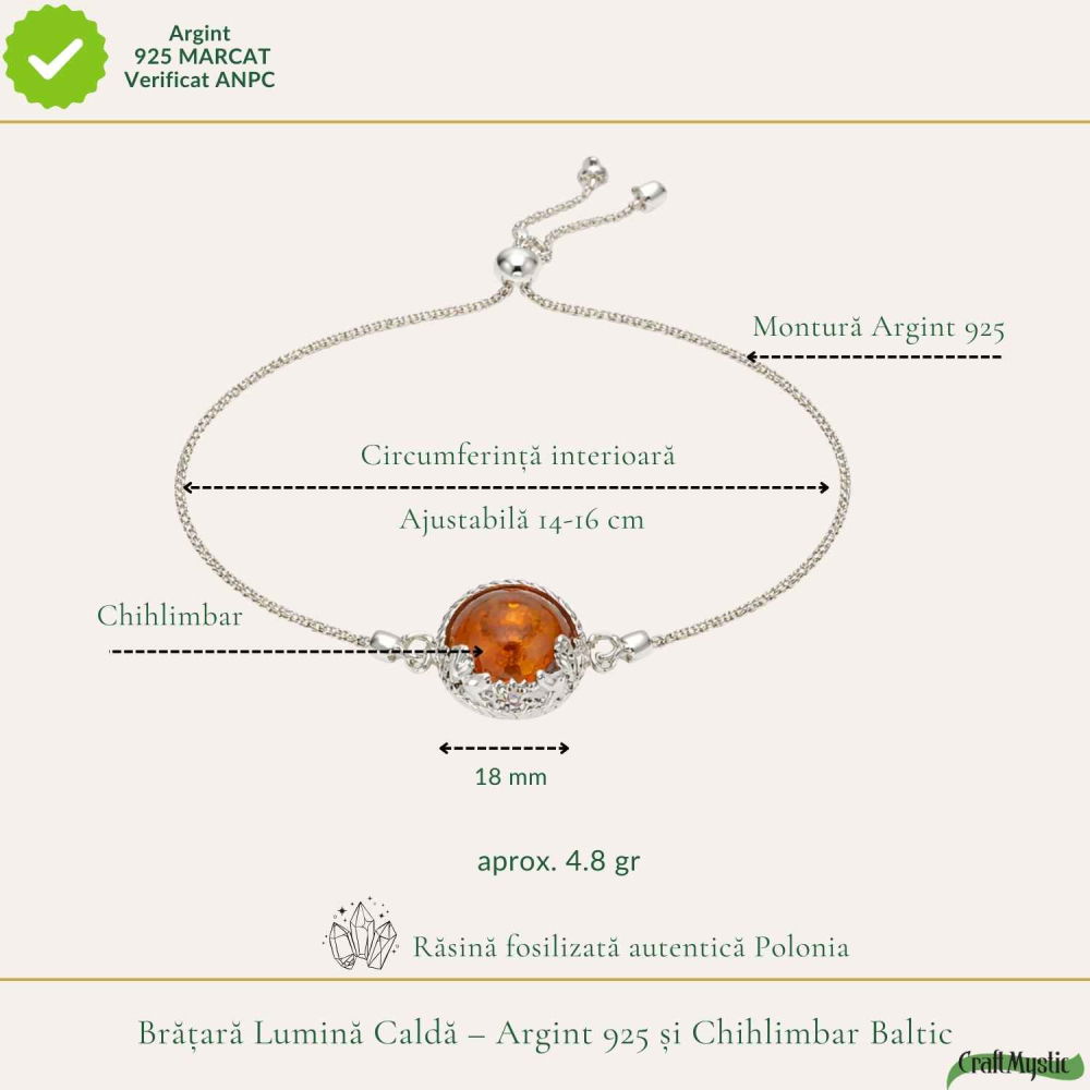 Bratara Argint 925 Rotunda cu Chihlimbar Natural – Energie Solara si Feminitate [4]